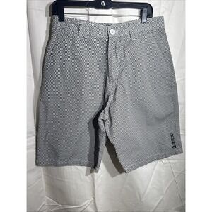 Billabong Mens Grey Check Chino Shorts Size 32 Flat Front Casual‎ Skate Golf EUC